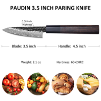 Paudin Classic 3.5 pouces couteaux à fruits japonais en acier damas cuisine couteau à éplucher Nature manche en bois d'ébène