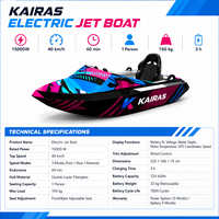 Jet-boat électrique 15000W, scooter aquatique haute vitesse, jet-ski électrique, bateau 40 km/h, coque en fibre de verre, embarcation personnelle pour adultes
