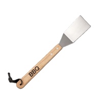 Ensemble d'outils de barbecue portables en acier inoxydable avec manche en bois de hêtre |   Accessoires de barbecue en plein air, spatule en bois massif