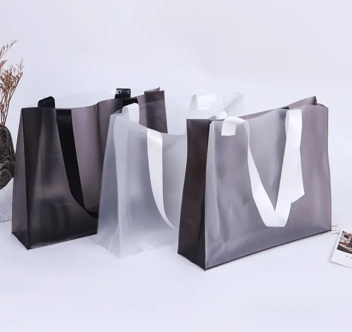 Matte black waterproof custom logos PVC shopping tote bags,fashion printing portable shopping bag waterproof custom PVC bag