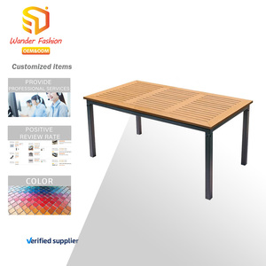 סט ריהוט גן מודרני ועמיד לכל מזג אוויר, עמיד למים, עשוי קומפוזיט עץ-פלסטיק, שולחן אוכל למרפסת - Product Image 1