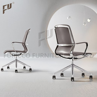 Fauteuils de bureau pivotants modernes en cuir PU avec structure en aluminium pour salles de réunion et utilisation informatique