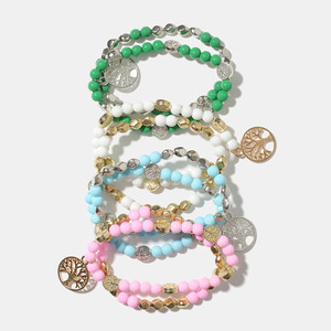 Nouveaux Bracelets Vintage 2026 en Acrylique Coloré avec Perles pour Femmes, Bracelets Pendentifs Arbre de Vie en Alliage - Product Image 1