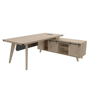 Mesa de ordenador resistente para el hogar, mesa de oficina ejecutiva moderna, Conner de madera