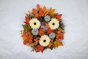 Corona Decorativa de Calabaza de 20 Pulgadas Personalizada a Bajo Precio, Corona de Otoño con Hojas y Flores de Cosecha - Product Image 3