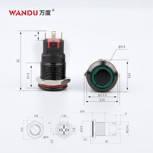 WD12mm interruttore a pulsante con testa alta allumina nera autobloccante alimentazione istantanea lampada a LED IP67 5 v12mm installazione - Product Image 6