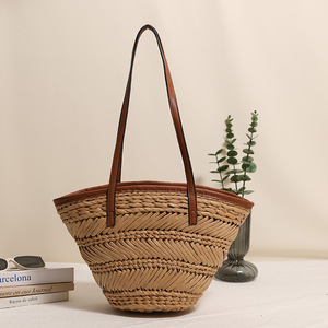 Sac Panier Tressé Fait Main, Sacs de Plage Bohèmes pour Femmes, Sac à Bandoulière en Corde de Papier, Sacs en Paille au Crochet, Sacs à Main de <span class=keywords><strong>Bali</strong></span>, Sac Cabas - Product Image 2