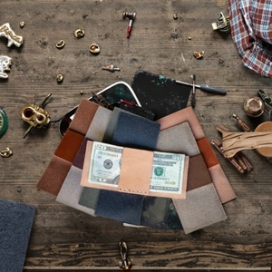 Boshiho Slim Minimalist Portable Front Pocket <b>Rfid</b> <b>Blocking</b> <b>Wallet</b> Bifold Business Style Italian Cow Leather Money Clip - Product Image 4