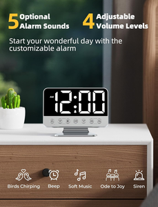 Horloges-réveils numériques Odokee pour chambres à coucher : Grandes chiffres gras, 5 niveaux de luminosité réglables – Facile à lire de l'autre côté de la pièce – 5 sons d'alarme - Product Image 3