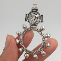 32x48mm St. Michael Catholique Métal Chapelet Vintage Anneau pour Payer