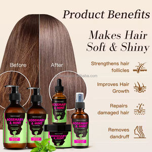Private Label bio olio di menta di rosmarino trattamento per capelli maschera prodotti per la crescita Shampoo e balsamo set per la cura dei capelli per la riparazione - Product Image 3