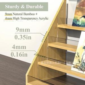 Wooden Greeting Card Storage Rack 13.4in x 8.1in x 12.2in <b>Desktop</b> Display <b>Shelf</b> With Acrylic Panel Multipurpose Organization - Product Image 3