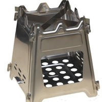 Réchaud de camping portable en acier inoxydable et titane, format carte, monobloc, à bois, pour 1-2 personnes, équipement de randonnée et de pique-nique