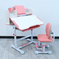 Ensemble bureau et chaise réglables pour enfants, bureau scolaire avec plateau inclinable, tiroir, étagère