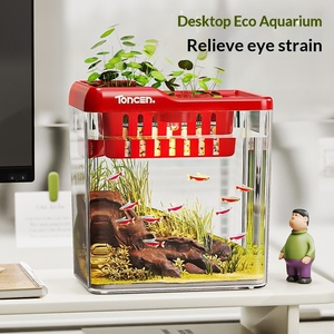 Acquario Moderno Piccolo per Pesci Rossi e <span class=keywords><strong>Tartarughe</strong></span>, in Plastica e Vetro Trasparente, per Uso Interno in Soggiorno, Ufficio o Scrivania - Product Image 4