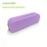 Nouvelle trousse à crayons rectangulaire multifonctionnelle simple en silicone avec fermeture éclair LD-148, impression de logo, pour l'école et le bureau