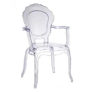 Kraliyet tarzı yemek kullanılan akrilik şeffaf modern beyaz kol sandalye