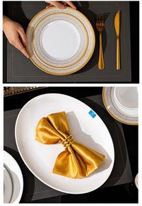 Venta caliente a granel respetuoso con el medio ambiente diseño de flores doradas agradable plato de melamina redondo de 8 pulgadas vajilla para uso en hoteles o alimentos - Product Image 6