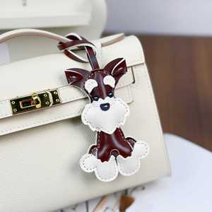 Adorable Schnauzer Dog Leather Bag Charm Realistic <b>Pet</b> Design Durable Key Ring Perfect Gift for Dog Lovers - Product Image 3