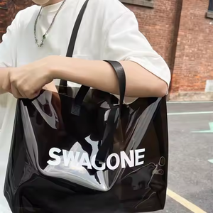 Sac fourre-tout en PVC transparent orange avec logo personnalisé, fermeture à bandoulière, design élégant et tendance, cadeaux, shopping, Chine - Product Image 3