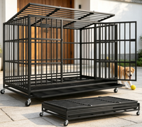 Cage pour chien moderne et robuste à tubes épais, avec couvercle supérieur ouvrable, porte latérale, structure en fer, design pliable et grand plateau de nettoyage extractible
