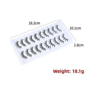 Faux <span class=keywords><strong>cils</strong></span> rigides de style asiatique, 10 paires, volume naturel pour débutants, personnalisables OEM ODM - Product Image 2