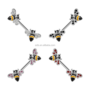 14G baja bedah perhiasan wanita elegan batu CZ kepingan salju puting barbel tindik - Product Image 6