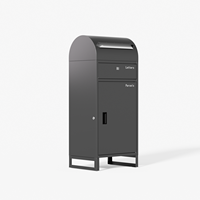 Buzón de Paquetería Metálico Independiente Gris Oscuro con Tapa Curva, Compartimento Separado para Cartas y Paquetes, Buzón Exterior con Cerradura para Casa o Villa, OEM ODM