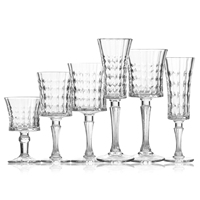 Ensemble de verres à vin et à champagne en cristal transparent vintage à motif diamant, gobelets à vin rouge gravés, verres à eau pour la décoration de mariage