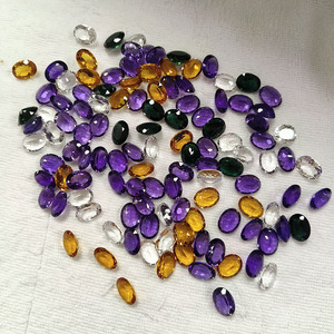 Cristal d'améthyste hydrothermique synthétique violet, pierre de cristal jaune vert, taille ovale 12x16mm, pierre précieuse en vrac pour la fabrication de bijoux - Product Image 6