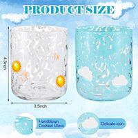 Ensemble de verres à whisky et à cocktails en verre soufflé à la main avec icônes Soleil et Nuage, 400 ml, compatibles lave-vaisselle, pour femmes, décoration intérieure, cadeau