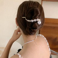 Épingles à Cheveux en Gros Tendance, Pince Torsadée en Alliage avec Perles, Barrettes Douces pour Queue de Cheval, Pinces à Cheveux pour Femme
