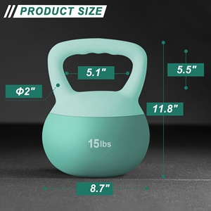 Kettlebell in PVC da 10 a 30 libbre con impugnatura larga <span class=keywords><strong>e</strong></span> riempimento in sabbia di ferro per allenamento della forza <span class=keywords><strong>e</strong></span> fitness domestico - Product Image 4