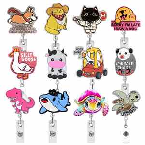 Cinta acrílica DIY para credenciales con hebilla de identificación de fácil extracción y función de rebote elástico de material ABS para temática de zoológico y submarina - Product Image 1