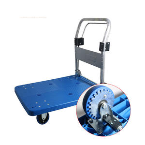 भारी शुल्क 4-पहिया ट्रक 300 किलोग्राम फोल्डिंग प्लेटफॉर्म कार्ट 600 किलोग्राम फ्लैट प्लास्टिक गोदाम कार्ट ट्रॉली - Product Image 3