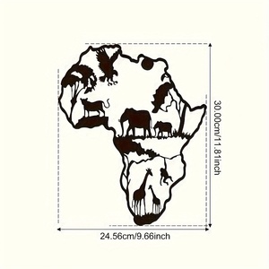 Decorazione da Parete in Ferro Battuto a Forma di Mappa dell'Africa con Silhouette di Elefante e Fauna Selvatica per <span class=keywords><strong>Compleanno</strong></span>, Soggiorno, Ufficio, Cortile, Fattoria - Product Image 2