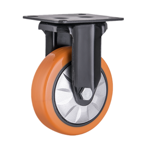 Mittelgroßes Industrielles 150 mm Schwenkbares PU-Griff Stahl-Polyurethan Doppelkugellager Transportrollenrad Orange - Product Image 2