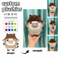 Fabricant de jouets en peluche personnalisés, vente en gros de vaches de dessin animé qui clignent des yeux avec chapeau, personnalisation d'entreprise, jouets en peluche géants