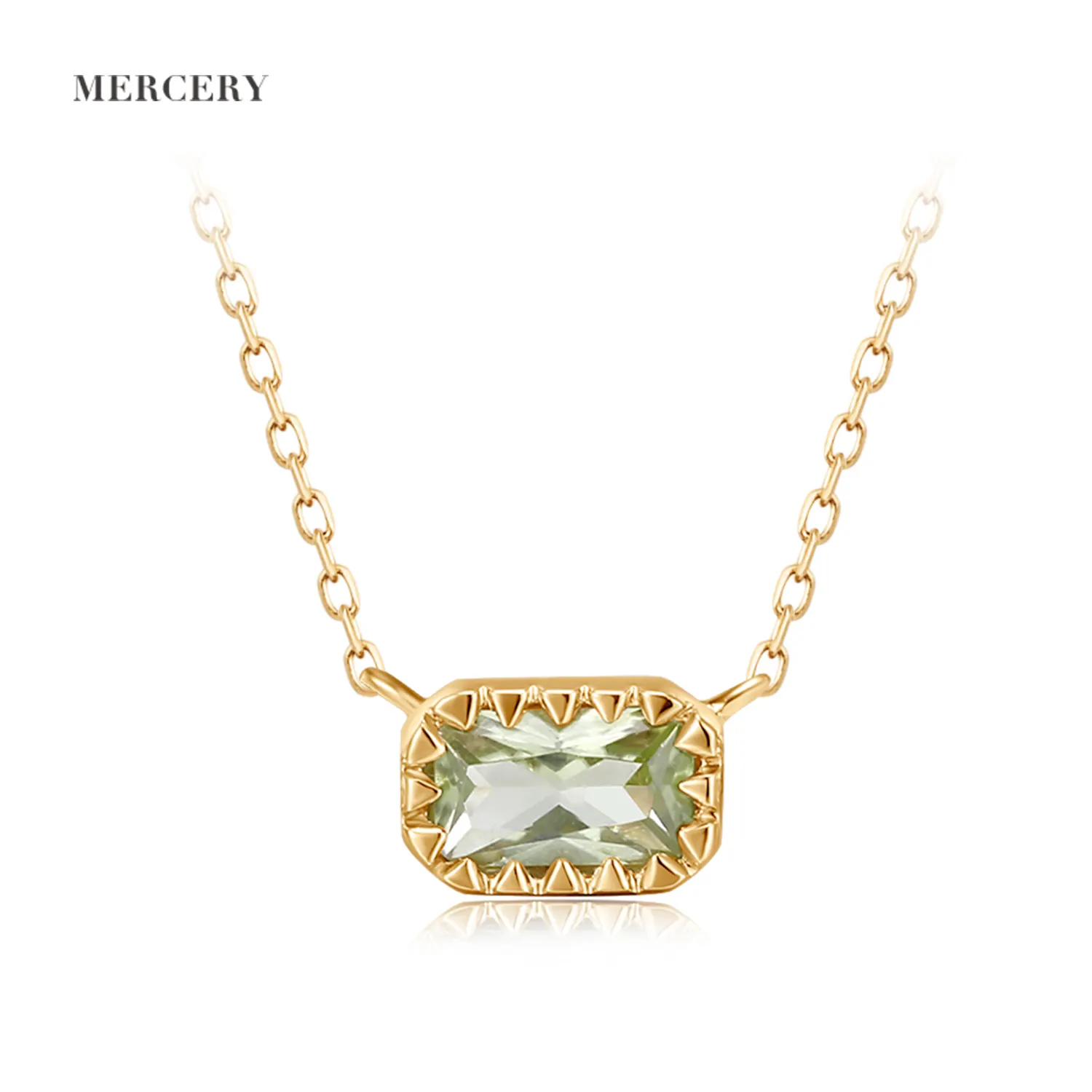 Mercery Fashion Jewelry Necklaces 2022 Trend Jewelry Solid Gold 14K Necklace Olivine Pendant For Womens Necklace Fine Jewelry