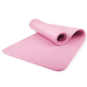 Esterilla de yoga rosa de 20 mm de grosor, antideslizante, material NBR, para mujeres, práctica en casa, rectangular, color sólido, esterilla de ejercicio - Product Image 1