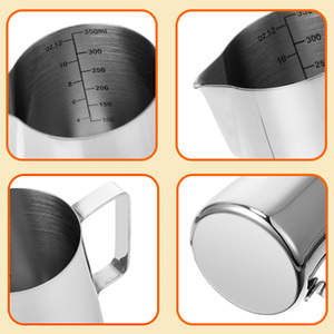 Brocca per Montare il Latte da 350ML, Brocca per Schiumare il Latte in Acciaio Inox, Tazza per Schiumare il Latte per <span class=keywords><strong>Espresso</strong></span> e Latte Art - Product Image 5