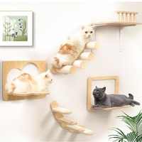 Usine en bois en quatre étapes chat escalier chat escalier échelle meubles avec corde en sisal