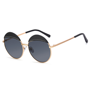 Gafas <span class=keywords><strong>de</strong></span> <span class=keywords><strong>Sol</strong></span> Redondas <span class=keywords><strong>de</strong></span> Metal para <span class=keywords><strong>Mujer</strong></span> MS 93340, Diseño <span class=keywords><strong>2022</strong></span>, con <span class=keywords><strong>Lentes</strong></span> Degradados, Elegantes Gafas <span class=keywords><strong>de</strong></span> <span class=keywords><strong>Sol</strong></span> <span class=keywords><strong>de</strong></span> Cuero para <span class=keywords><strong>Mujer</strong></span> - Product Image 3
