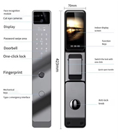 Serrure Intelligente Automatique Courbe en Alliage d'Aluminium Tuya WiFi avec Interphone Visuel et Reconnaissance Faciale 3D, Modes de Déverrouillage Multiples pour Villa de Luxe et Appartement