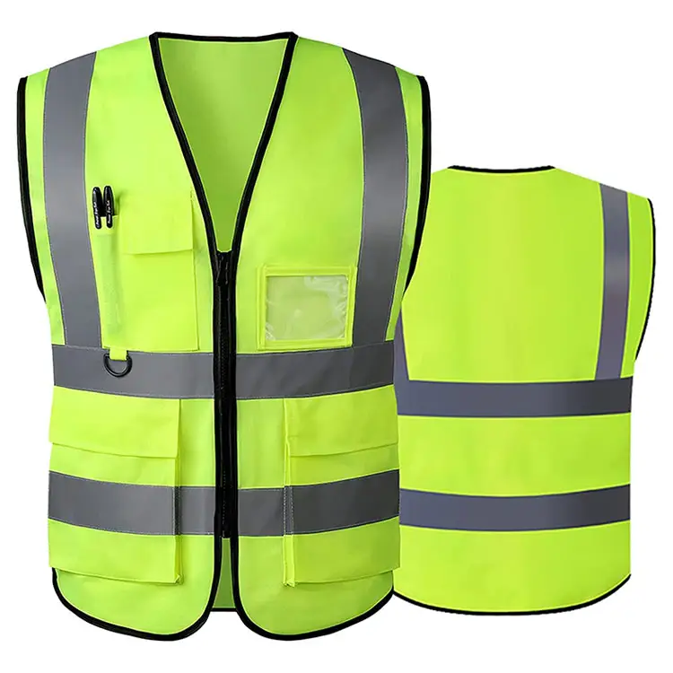 Wholesale custom men engineers construction high visibility reflective yellow work Security safety vest with logo