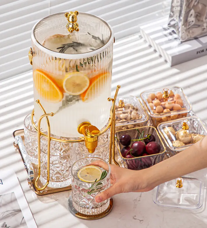 Distributeur de boissons chaudes pichet à thé glacé bouilloire froide avec robinet et couvercle limonade eau boisson pot à thé pour les mariages et les fêtes