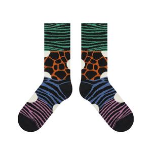 थोक रचनात्मक ज़ेबरा तेंदुए पशु प्रिंट मोजे महिलाओं पुरुषों नवीनता डेरा डाले हुए सूती मोजे - Product Image 4