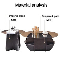 Mobilier de maison au design unique et bon marché Ensemble petite table à thé ronde Table basse en verre moderne noire avec rangement pour le salon