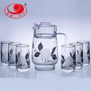 Khuyến mại Uống Thủy Tinh 54oz nước thủy tinh Jug Set Glass <span class=keywords><strong>Pitcher</strong></span> với 6PCS 10oz Glass cup Set - Product Image 1