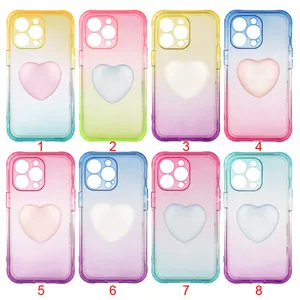 Dazzling Nail Two-In-One Gradient + Lanyard + Love Air Bag Holder Cell Phone Case for for iPhone for Samsung for Xiaomi 1239